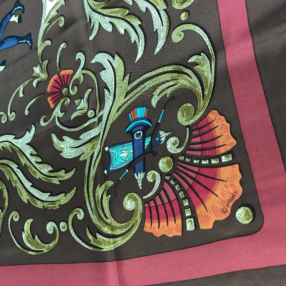HERMES Brown Silk Scarf - Picture 5 of 11